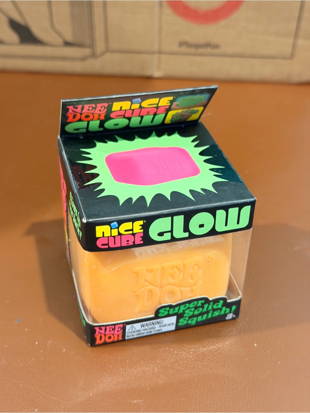 NeeDoh Nice Cube Glow Super Solid Squish - Orange